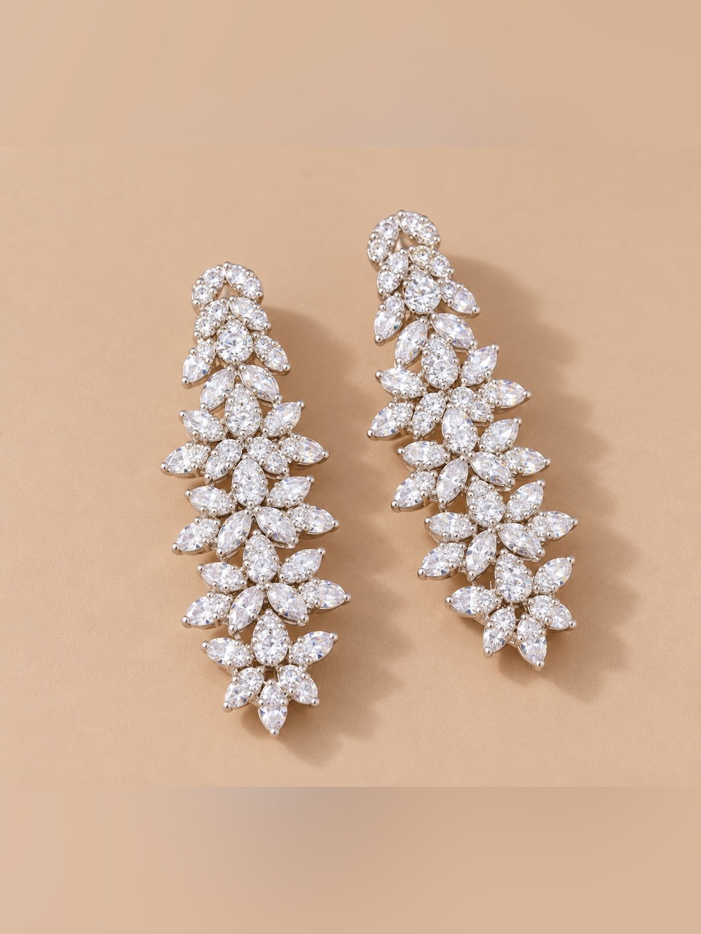 Crystal Floral Drop Earrings D247